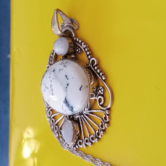 925S dendritic pendant and chain - Picture 8 of 8